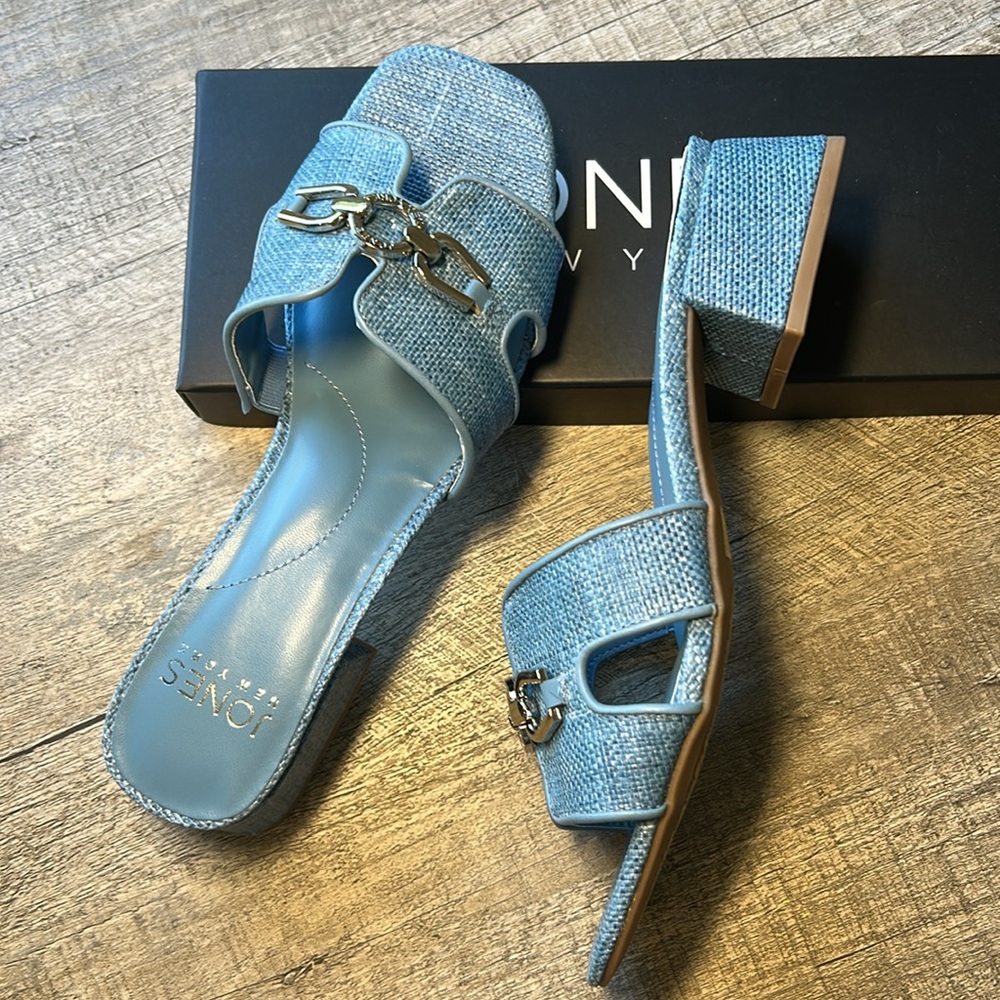 Blue Raffia Jones New York Sandals, Size 8m - Picture 3 of 4